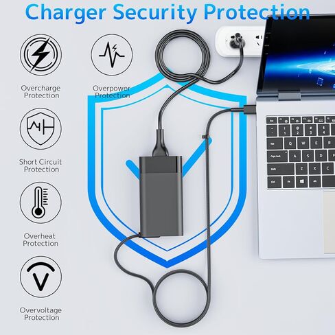 شاحن كمبيوتر محمول USB C بقدرة 65 وات 20 فولت 3.25 أمبير متوافق مع HP Spectre 13-C000 Envy Pro X2 Chromebook 14-CA000 EliteBook x360 Pavilion 12-B000 OmniBook Ultra Elite ProBook Type C سلك إمداد محول التيار المتردد in Kuwait