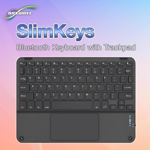 لوحة مفاتيح BoxWave متوافقة مع Valve Steam Deck - لوحة مفاتيح بلوتوث SlimKeys مع لوحة تتبع، لوحة لمس نحيفة محمولة - أسود لامع in Kuwait