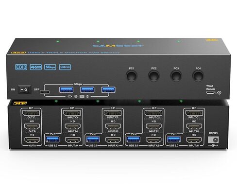 8K USB 3.0 KVM Switch HDMI 2 Port 8K@60Hz 4K@120Hz,Camgeet HDMI 2.1 KVM Switch for 2 Computers Share 1 Monitor and 4 USB 3.0 Devices,HDCP 2.3, HDR 10,with Wired Remote and 2 USB3.0 Cable in Saudi Arabia