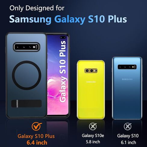 BESINPO Magnetic Case for Samsung Galaxy S10 Plus, [Built-in Invisible Kickstand][Military Grade Shockproof] Slim Translucent Matte Phone Case for S10+ 6.4 inch (Black) in Kuwait