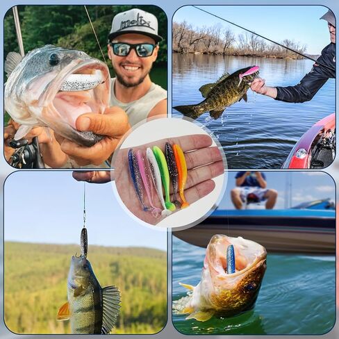120 Pcs Soft Plastic Baits, 7 CM Paddle Tail Swim Baits, Fishing Soft Plastic Lures, Paddle Tail Swimbaits for Freshwater and Saltwater Bass Trout Walleye Crappie in Kuwait