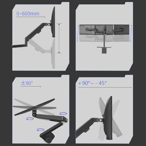 Triple Monitor Desk Mount,Fully Adjustable Gas Spring Monitor Arm Desk Mount with Clamp Base - Fits 17 to 32 Inch LCD Monitors, 75X75, 100X100 Monitors Arm in Kuwait