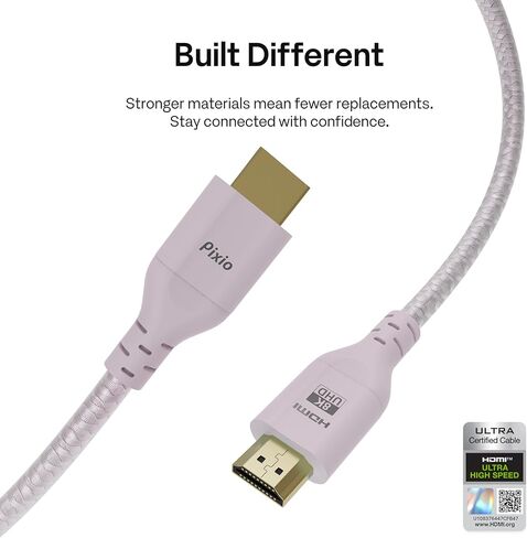 ذراع شاشة واحدة Pixio PS1S Wave Pink مع كابل HDMI 2.1 وردي عالي السرعة معتمد للغاية 10FT 8K 60 هرتز 4K 120 هرتز مضفر من النايلون in Kuwait