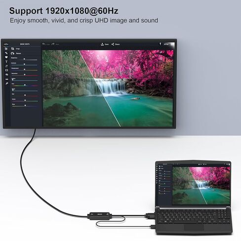بينفي كيبل VGA الى HDMI، كيبل VGA الى HDMI بطول 6 اقدام مع دعم صوتي ودقة 1080P - مدخل VGA الى مخرج HDMI in Kuwait
