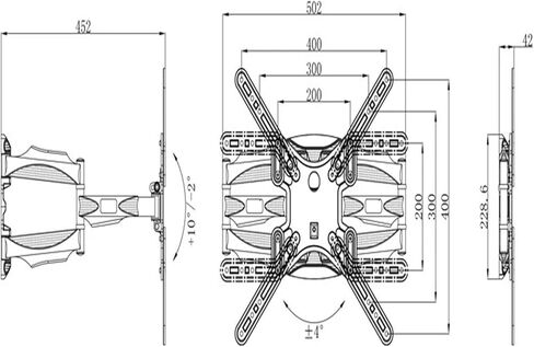 Full Motion TV Wall Mount Bracket for 37"-70" TVs 6 Arms VESA 400x400/200x200 Retractable Adjustable Tilt & Swivel Heavy-Duty Easy Installation in Kuwait
