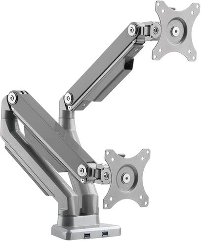 Monitor Desk Mount Dual Screen Monitor Stand Mechanical Spring Monitor Desk Mount Stand Height-Adjustable Monitor Arm Desk Mount with 2 USB Ports, Fits 17"- 27" Screen Co in Kuwait