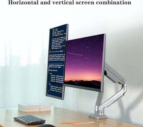 Monitor Desk Mount Dual Screen Monitor Stand Mechanical Spring Monitor Desk Mount Stand Height-Adjustable Monitor Arm Desk Mount with 2 USB Ports, Fits 17"- 27" Screen Co in Kuwait