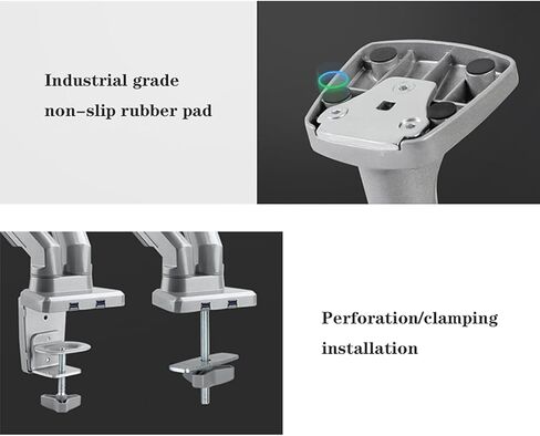 Monitor Desk Mount Dual Screen Monitor Stand Mechanical Spring Monitor Desk Mount Stand Height-Adjustable Monitor Arm Desk Mount with 2 USB Ports, Fits 17"- 27" Screen Co in Kuwait