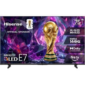 تلفزيون Hisense 75 بوصة E7 Cinema Series Hi-QLED Mini-LED 4K UHD Smart Fire TV (75E7SF، موديل 2026) - 144 هرتز أصلي، Dolby Vision IQ · Atmos، تعتيم محلي كامل المصفوفة، HDR10+ متكيف، Alexa مدمج in Kuwait