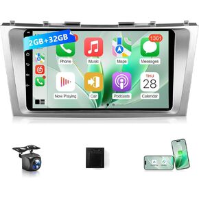ستيريو سيارة VQU 8 Core لسيارة Toyota Camry 2006 2007 2008 2009 2010 2011 Carplay Android Auto Radio، شاشة لمس 9 بوصات Android 13 لسيارة Toyota Camry مع كاميرا احتياطية GPS FM RDS DPS BT5.1 WiFi SWC in Kuwait