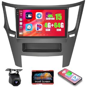 4+64GB Android 15 Car Radio for Subaru Legacy Outback 2010-2016 Wireless Carplay Android Auto, 9" 1280 * 720P in-Cell Touch Screen Car Stereo WiFi Bluetooth GPS FM/RDS EQ Backup Camera MIC in Saudi Arabia
