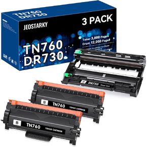 خرطوشة حبر TN760 ووحدة الطبل DR730 متوافقة مع Brother TN730 TN-730 DR730 DR 730 تعمل مع DCP-L2550DW HL-L2350DW HL-L2390DW MFC-L2710DW MFC-L2750DW (2 تونر، 1 طبل، 3 عبوات) in Kuwait