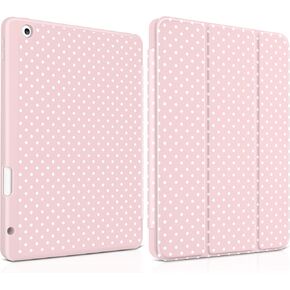 حافظة MEEgoodo لجهاز iPad 10.2 بوصة، حافظة لجهاز iPad الجيل التاسع 2021/الجيل الثامن 2020/الجيل السابع 2019، غطاء كمبيوتر لوحي مع حامل ثلاثي الطي + حامل قلم + تنبيه/غفو تلقائي + غطاء خلفي ناعم من مادة TPU، أبيض منقط in Kuwait