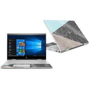 MightySkins Glossy Glitter Skin for HP Envy x360 Convertible 15" (2018) - Wood And Marble | Protective, Durable High-Gloss Glitter Finish | Easy to Apply, Remove, and Change Styles | Made in The USA in Kuwait