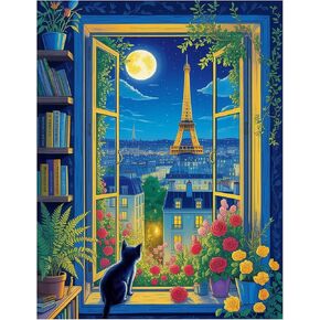 VAIIEYO 5D Diamond Art Kits for Adults Cat, Diamond Painting Animal, Paint by Numbers Full Drill Round Rhinestone Craft Canvas for Home Wall Decor Gift 12x16 inch in Kuwait