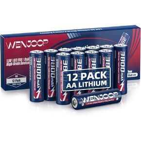 بطاريات ليثيوم AA، 12 حزمة، FR6 1.5 فولت ليثيوم أساسي، 3800 مللي أمبير في الساعة بطاريات مزدوجة غير قابلة لإعادة الشحن، عمر افتراضي طويل، مقاومة للتسرب، خفيفة الوزن، تعمل من -40 درجة مئوية إلى 60 درجة مئوية in Kuwait