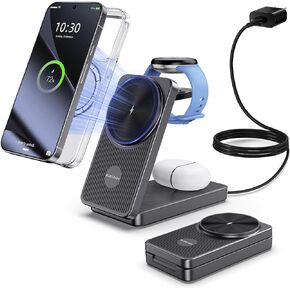 شاحن لاسلكي لجوجل، قاعدة شحن لاسلكية 3 في 1 لشاحن Pixel Watch 3/2، حامل شاحن سريع لـ Fitbit Versa 4/3/Sense 2، Google Pixel 10/10a/9/Pro/8 (ليس لساعة Pixel 4/1) in Kuwait