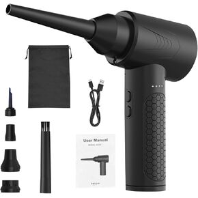 Electric Dust Blower with 6 Nozzle Sets, 3 Airflow Modes, 3 Speed Settings, LED Lights, 2-Hour Fast Charge, Cordless Fire Blower, 6000mAh Battery for Computer and Home Use (AD35 Black) in Kuwait