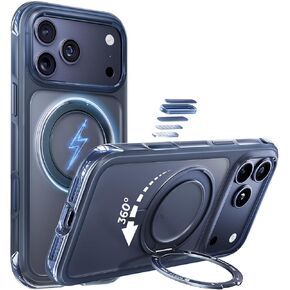 حافظة MAGIC JOHN شديدة التحمل لهاتف iPhone 17 Pro Max مع حامل، مناسبة لـ MagSafe، حامل حلقة مغناطيسية 360 درجة، حافظات التحكم في الكاميرا، حافظة هاتف مقاومة للصدمات لهاتف iPhone 17 Pro Max 6.9 بوصة، غطاء متين، أزرق داكن in Kuwait