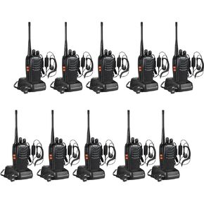 BAOFENG BF-888S Walkie Talkies, Professional Two Way Radios with Earpiece, Rechargeable Battery, LED Flashlight for Business, School, Security, Construction Site (Black, 10 Pack) in Kuwait