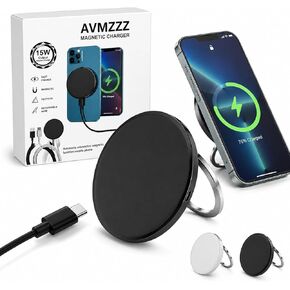شاحن لاسلكي مغناطيسي بقدرة 15 وات مع كابل مريح من النوع C قابل للفصل لهواتف iPhone Android وبطاقة التتبع MagSafe المتوافقة مع لوحة شحن سريعة مع حامل قابل للطي يدعم التبريد المتقدم والنحيف in Kuwait