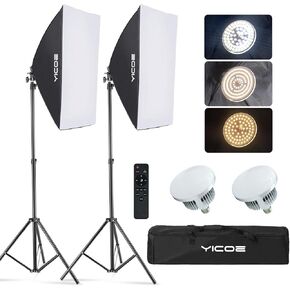 Softbox Lighting Kit, YICOE Photography Lighting Kit 2x19.7"x27.5" Continuous Lighting System with 5700K E27 LED Bulb and Remote for Portrait Product Portrait Video Fashion Photography in Saudi Arabia
