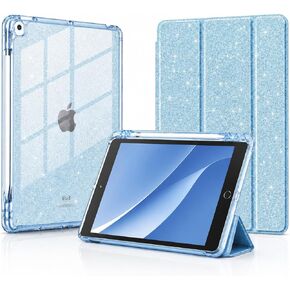 حافظة لجهاز iPad الجيل التاسع/الثامن/السابع مقاس 10.2 بوصة (2021/2020/2019)، غطاء لطيف لامع مع ظهر شفاف لامع، حامل أقلام، غطاء للنوم/الاستيقاظ التلقائي، للأطفال البنات والنساء، رمادي in Kuwait