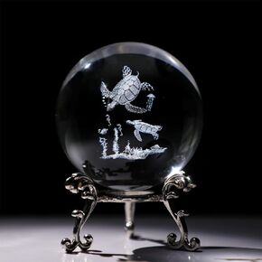 hdcrystalgifts 3d محفورا الفطر الكريستال الكرة ثقالة الورق - 60mm الكرة الزخرفية الزجاجية مع حامل معدني فضي، فن الزجاج كامل المجال الحرفية ديكور المنزل الجدول، 2.3 بوصة in Kuwait