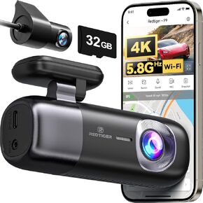 REDTIGER Dash Cam 4K Front and Rear 1080P, WiFi GPS Car Camera with Free 32GB SD Card, Dual Dash Camera for Cars, Loop Recording, Night Vision, Parking Mode, Smart App Control, Support 256GB Max in Kuwait