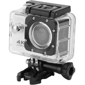 كاميرا Asixxsix Action بدقة 4K HD، شاشة 2 بوصة واي فاي مقاومة للماء تحت الماء مع عدسة زاوية واسعة 170 درجة، للغوص في الهواء الطلق وإكسسوارات خوذة ركوب الأمواج والسباحة، أكشن (أبيض) in Kuwait