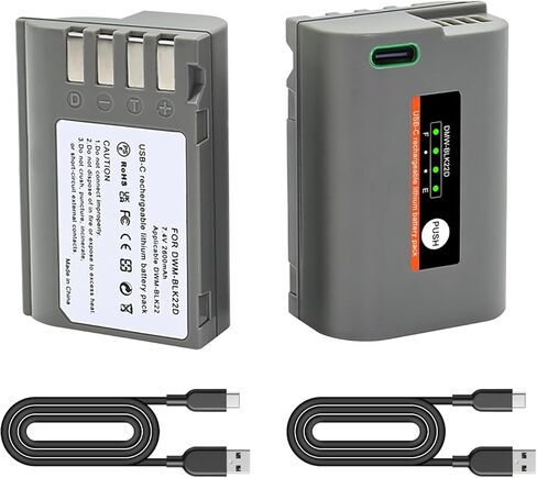 2 Pack DMW-BLK22 Replacement Battery for Panasonic Lumix S5IIX S5II S5 GH6 DC-G9 II GH5M2 Cameras, DMW-BLK22 Battery with LED Light Indicator 2600mAh in Kuwait