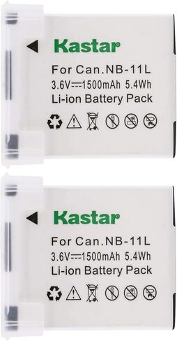 بطارية Kastar 2X لكاميرات كانون NB-11L NB-11LH NB11L NB11LH CB-2LD CB-2LF وELPH 110 HS ELPH 115 هو ELPH 120 هو ELPH 130 هو ELPH 135 ELPH 140 هو ELPH 150 هو ELPH 160 ELPH 170 هو ELPH 180 الف 190 هو in Kuwait