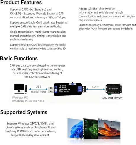 USB to CAN Bus Converter with Preloaded PCAN Firmware - Ideal for Automotive & Industrial Robotics Applications in Kuwait
