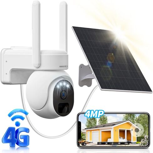 OOSSXX 4G LTE كاميرا الأمن الخلوية كاميرات الأمن الشمسية اللاسلكية في الهواء الطلق، 4MP داخلي البطارية الشمسية كاميرا PTZ in Kuwait