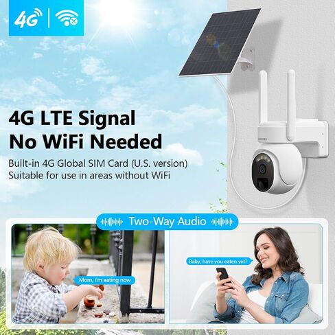 OOSSXX 4G LTE كاميرا الأمن الخلوية كاميرات الأمن الشمسية اللاسلكية في الهواء الطلق، 4MP داخلي البطارية الشمسية كاميرا PTZ in Kuwait