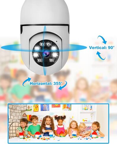 2PACK E27 Light Bulb Camera 1080P WiFi Security Camera (2.4G Only) 360 Degree Panoramic IP Camera Wireless Home Surveillance Cam with Night Vision, 2-Way Audio, Motion Detection Alarm in Kuwait