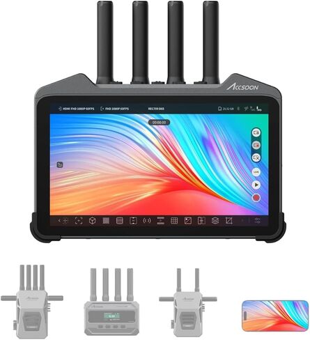 Accsoon CineView M7H Pro 4K60 Wireless Video HDMI Transmitter Receiver&Camera Monitor 7inch, 1200FT 60ms Latency with Camera Control 3D Luts, 4 Devices Monitoring, Pair CineView Master 4K/SE 4K/HE/SE in Saudi Arabia