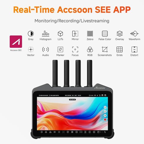 Accsoon CineView M7H Pro 4K60 Wireless Video HDMI Transmitter Receiver&Camera Monitor 7inch, 1200FT 60ms Latency with Camera Control 3D Luts, 4 Devices Monitoring, Pair CineView Master 4K/SE 4K/HE/SE in Saudi Arabia