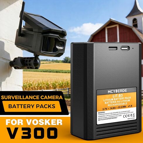 14000mAh Rechargeable Lithium Battery Compatible with Vosker V300 and VKX Mobile Security Cameras Long-Lasting Power, Fast Charging and Weather Resistant Design in Kuwait