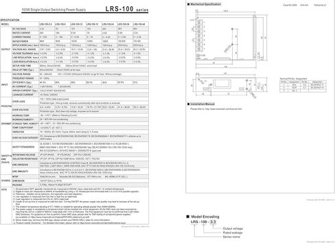 SBJ LRS-100-24 108W 24V 4.5A Industrial Switching Power Supply - 90% High Efficiency for Optimal Cost Savings, -30°C to +70°C Operating Temperature, UL/TUV Certified in Kuwait