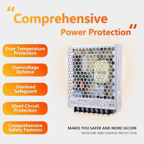 SBJ LRS-100-24 108W 24V 4.5A Industrial Switching Power Supply - 90% High Efficiency for Optimal Cost Savings, -30°C to +70°C Operating Temperature, UL/TUV Certified in Kuwait