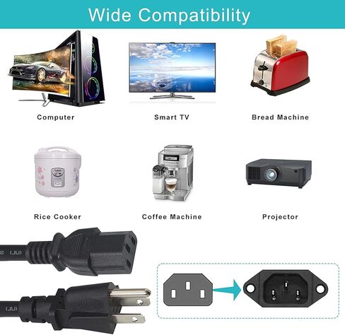 Guy-Tech AC in Power Cord Outlet Socket Cable Plug Lead Compatible with Insignia NS-LBD32X NS-LBD32X-10A TV HDTV Monitor in Kuwait