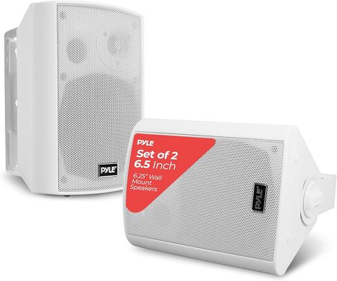 Pyle Outdoor Wall-Mount Patio Stereo Speaker-Waterproof Bluetooth Wireless&No Amplifier Needed-Portable Electric Theater Sound Surround System for Home Party Cabinet Enclosure- Pyle PDWR61BTWT White in Saudi Arabia