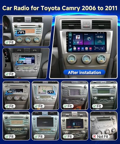 ستيريو سيارة VQU 8 Core لسيارة Toyota Camry 2006 2007 2008 2009 2010 2011 Carplay Android Auto Radio، شاشة لمس 9 بوصات Android 13 لسيارة Toyota Camry مع كاميرا احتياطية GPS FM RDS DPS BT5.1 WiFi SWC in Kuwait