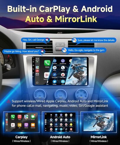 ستيريو سيارة VQU 8 Core لسيارة Toyota Camry 2006 2007 2008 2009 2010 2011 Carplay Android Auto Radio، شاشة لمس 9 بوصات Android 13 لسيارة Toyota Camry مع كاميرا احتياطية GPS FM RDS DPS BT5.1 WiFi SWC in Kuwait