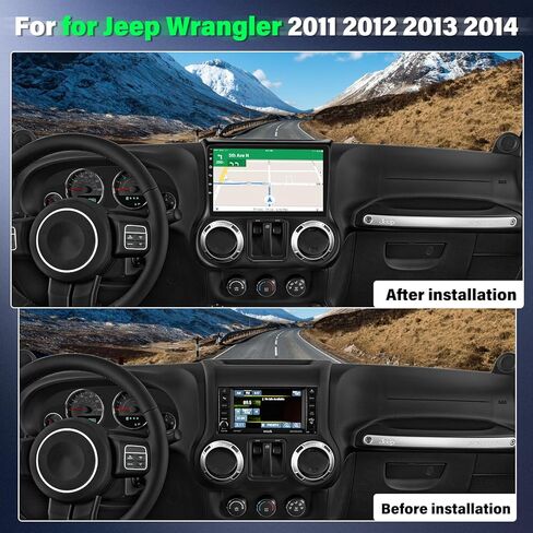 Wireless Carplay Radio for Jeep Wrangler 2011-2014 Stereo, 10.1'' Touch Screen for Wrangler Head Unit with Bluetooth, Wireless Android Auto, GPS, WiFi, FM, SWC, Mic, Backup Cam in Kuwait