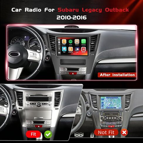 4+64GB Android 15 Car Radio for Subaru Legacy Outback 2010-2016 Wireless Carplay Android Auto, 9" 1280 * 720P in-Cell Touch Screen Car Stereo WiFi Bluetooth GPS FM/RDS EQ Backup Camera MIC in Kuwait