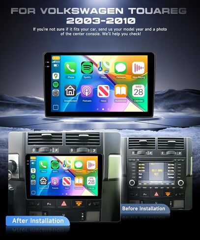 ستيريو سيارة 4G+64G Android 15 لسيارة Volkswagen Touareg 2003-2010، CarPlay Android Auto، شاشة لمس عالية الدقة 9 بوصة Incell HD مع نظام تحديد المواقع العالمي، WiFi، بلوتوث 5.0، SWC، كاميرا احتياطية in Kuwait