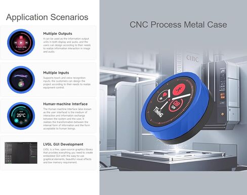 ESP32-S3 1.8inch Knob Display Development Board, Multi-Functional Smart Rotary Knob Touch Screen 360 × 360 262K Color, 2.4GHz Wi-Fi and Bluetooth Wireless Connection, CNC Metal Case in Kuwait