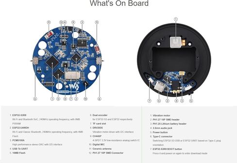 ESP32-S3 1.8inch Knob Display Development Board, Multi-Functional Smart Rotary Knob Touch Screen 360 × 360 262K Color, 2.4GHz Wi-Fi and Bluetooth Wireless Connection, CNC Metal Case in Kuwait